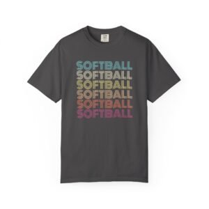 softball retro wave tee — pastel repeating softball graphic on comfort colors 1717 t shirt