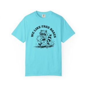 we like free bases softball raccoon graphic on comfort colors 1717 tee