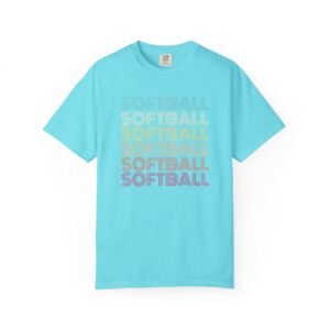 softball retro wave tee — pastel repeating softball graphic on comfort colors 1717 t shirt