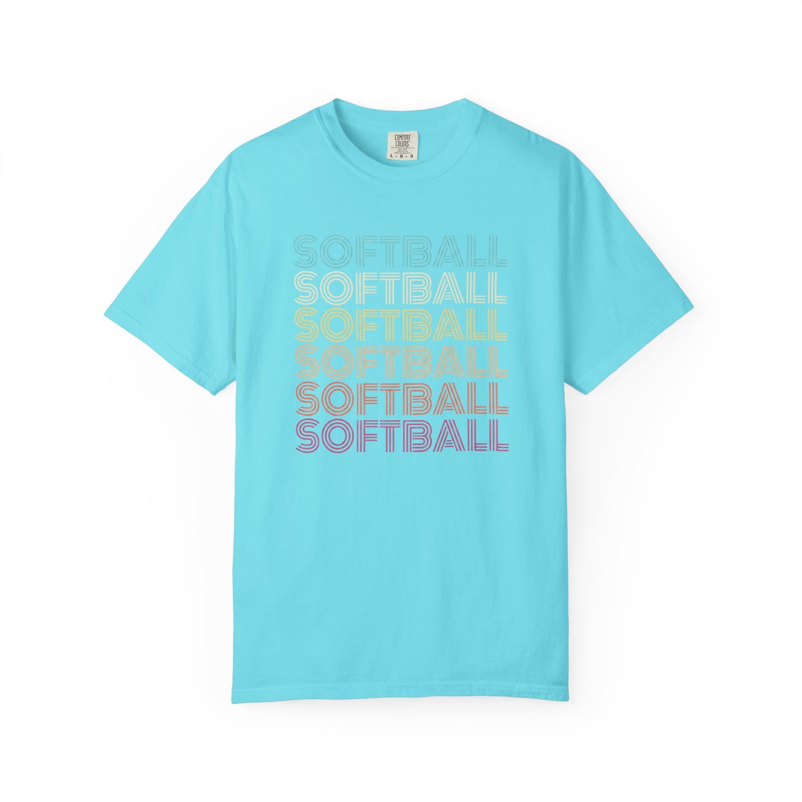 softball retro wave tee — pastel repeating softball graphic on comfort colors 1717 t shirt