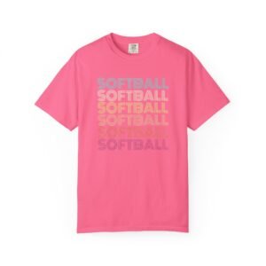 softball retro wave tee — pastel repeating softball graphic on comfort colors 1717 t shirt