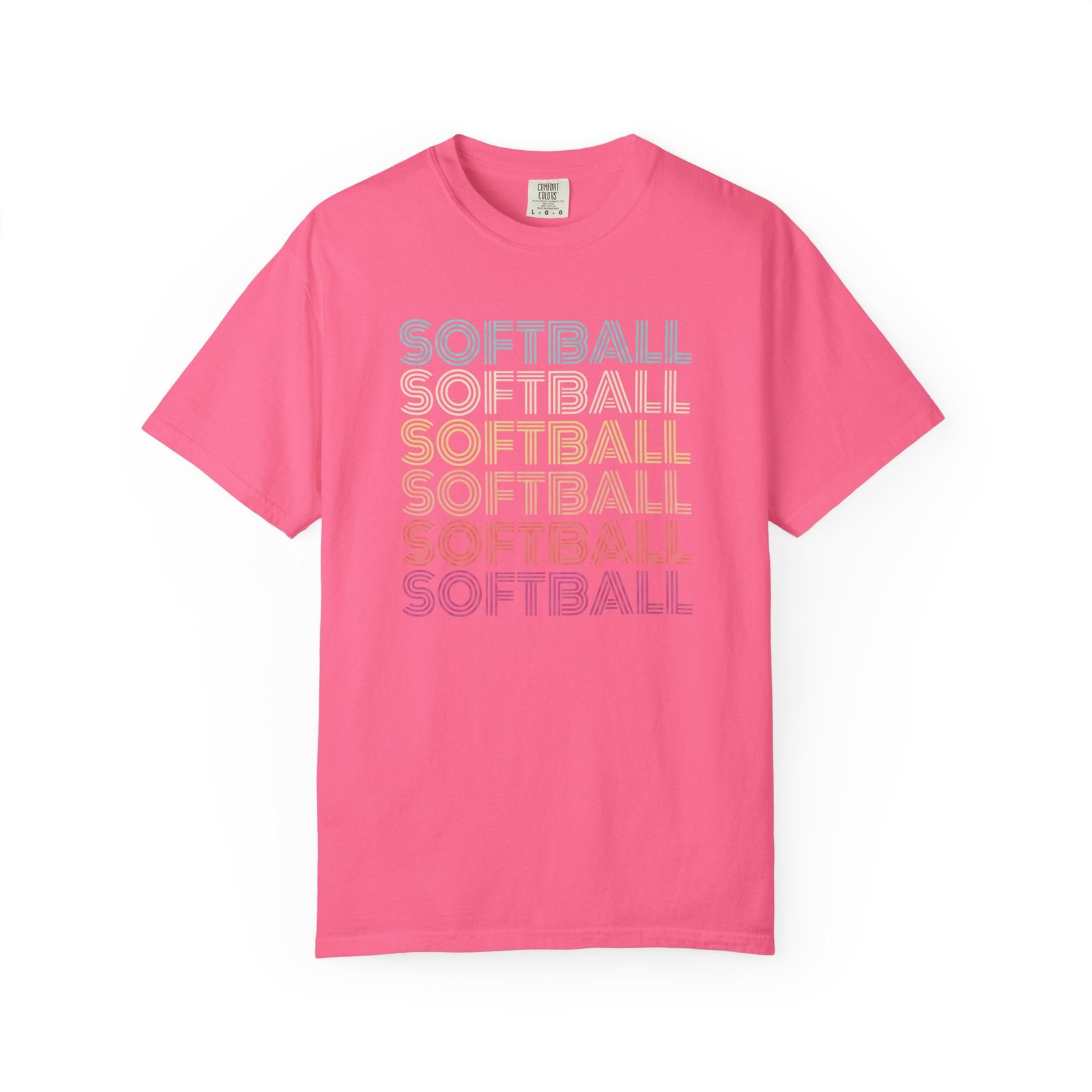 softball retro wave tee — pastel repeating softball graphic on comfort colors 1717 t shirt