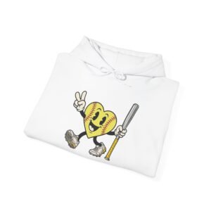 softball heart figure hoodie – cute retro softball love hooded sweatshirt