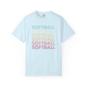 softball retro wave tee — pastel repeating softball graphic on comfort colors 1717 t shirt