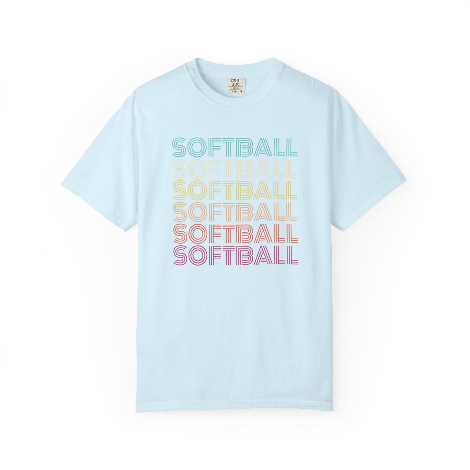 softball retro wave tee — pastel repeating softball graphic on comfort colors 1717 t shirt
