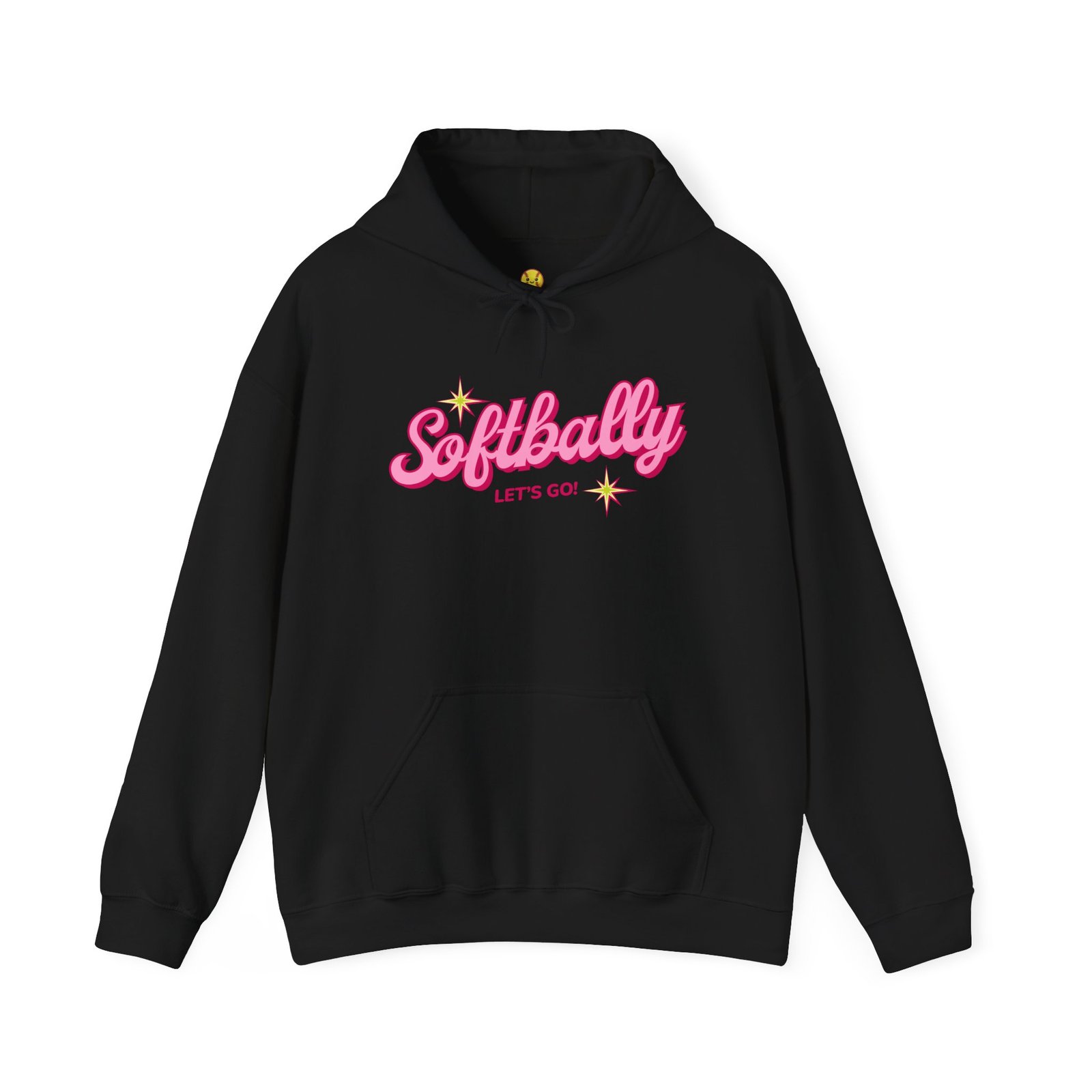 softbally “let’s go!” sweatshirt — bubble gum retro softball sweatshirt