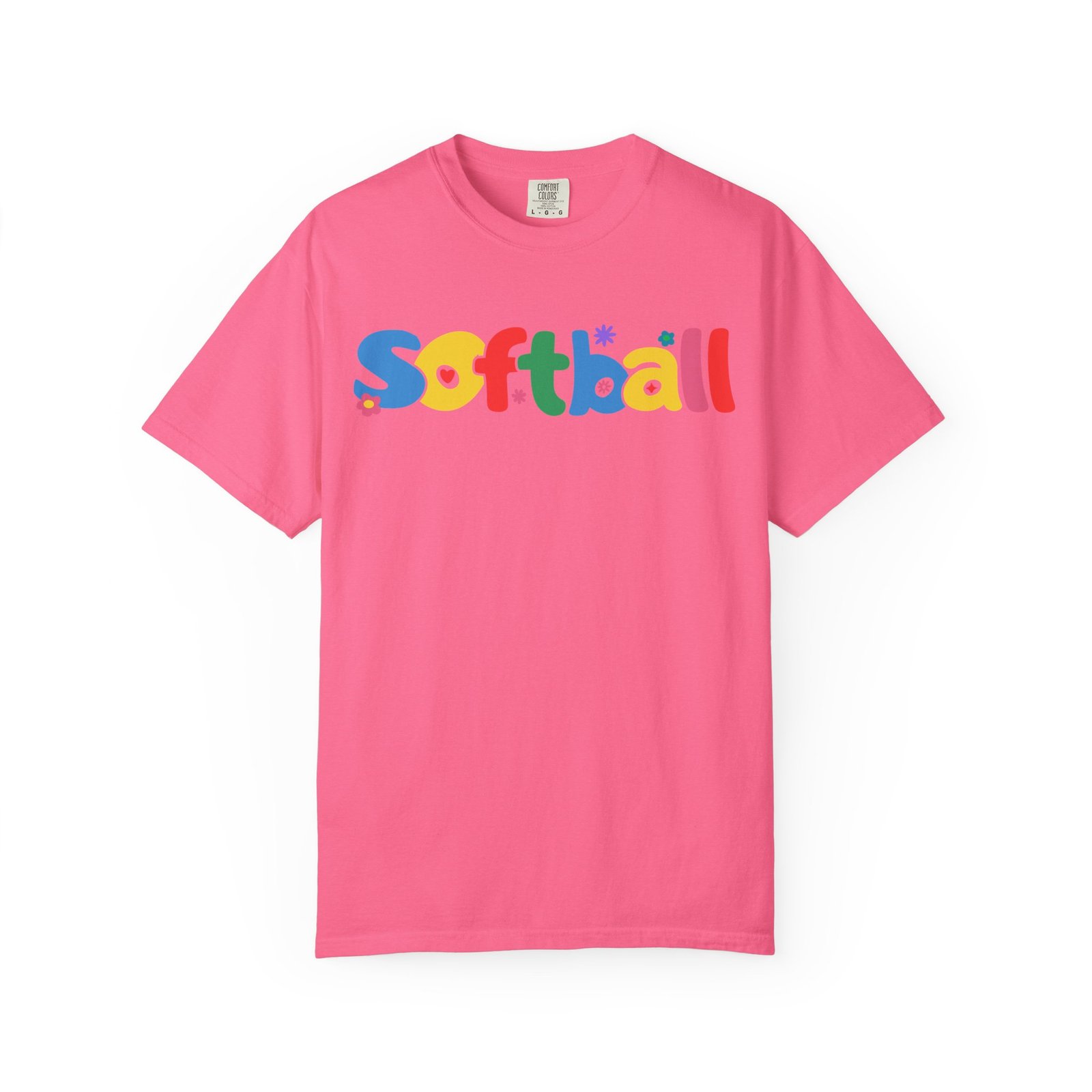 copy of softball colorful kids tee — playful retro lettering softball design on comfort colors 1717 t shirt
