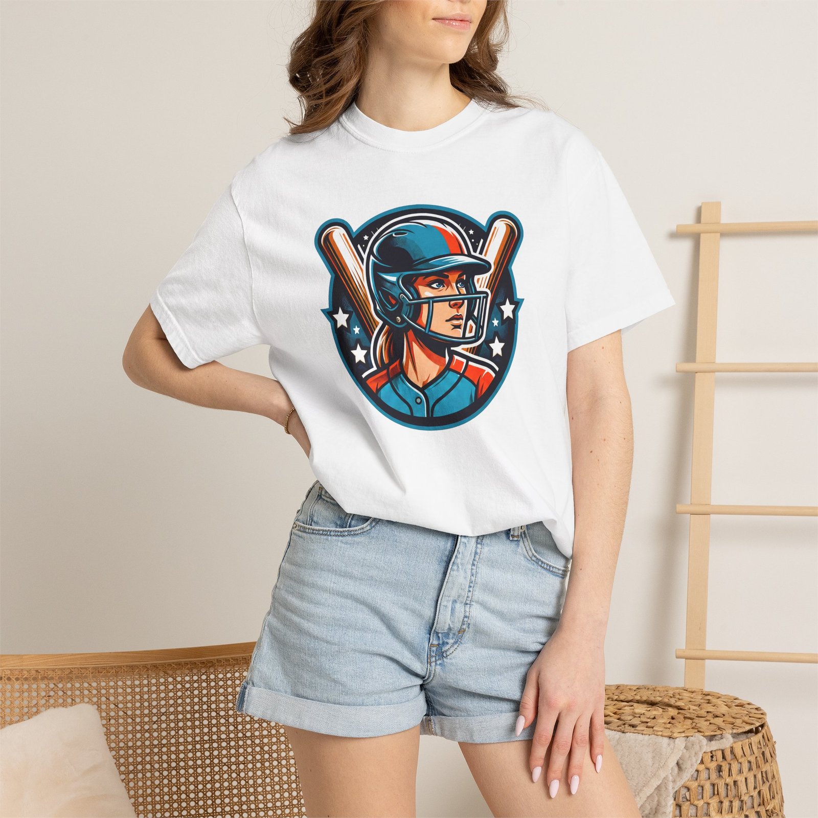 softball player graphic shirt — retro batter softball t‑shirt on comfort colors 1717 tee