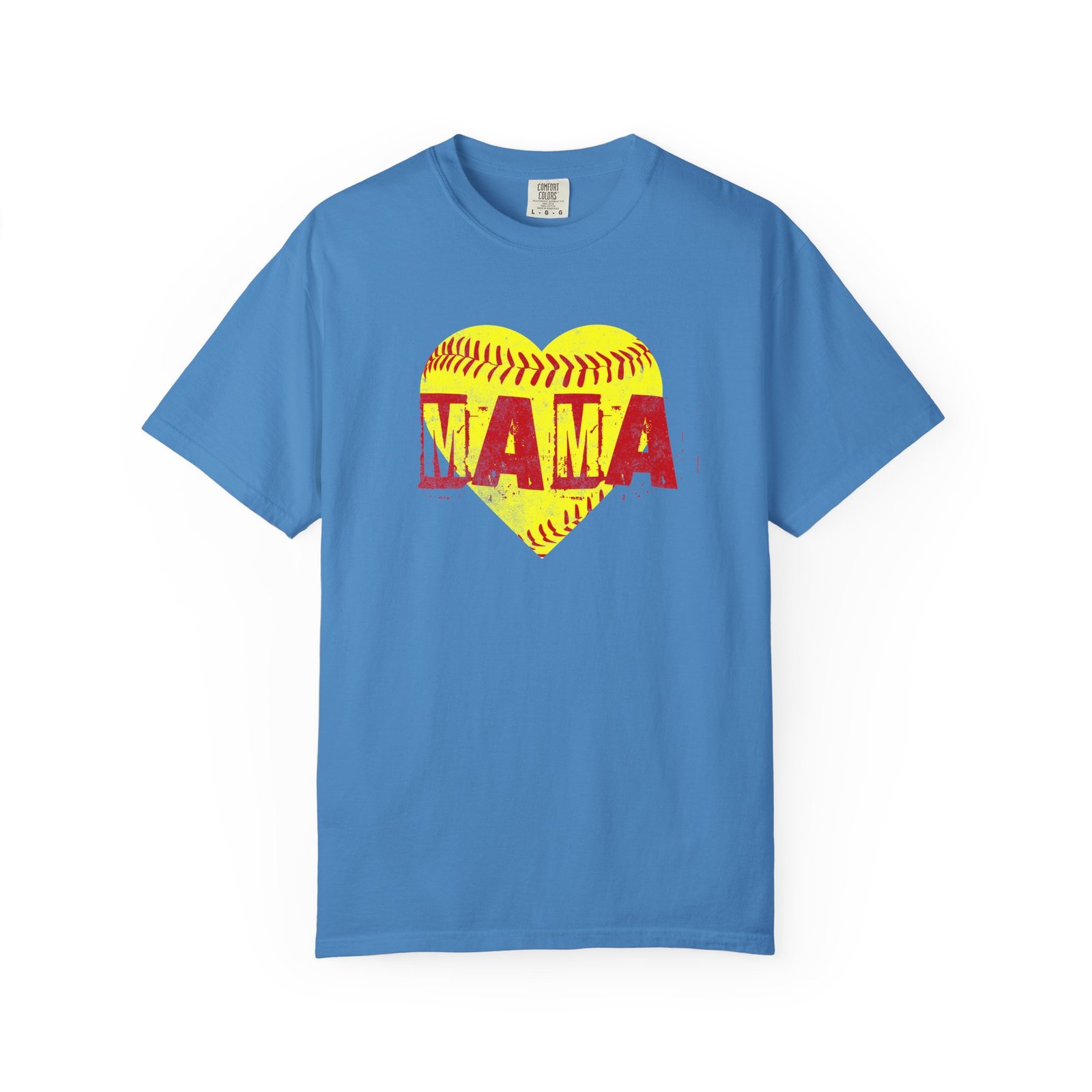 softball heart 'mama' tee — softball mom / mother shirt on comfort colors 1717 t shirt