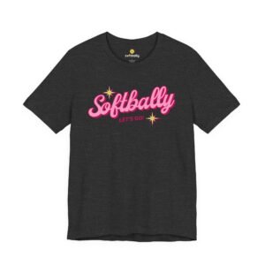 softbally “let’s go!” tee — bubble gum retro softball shirt