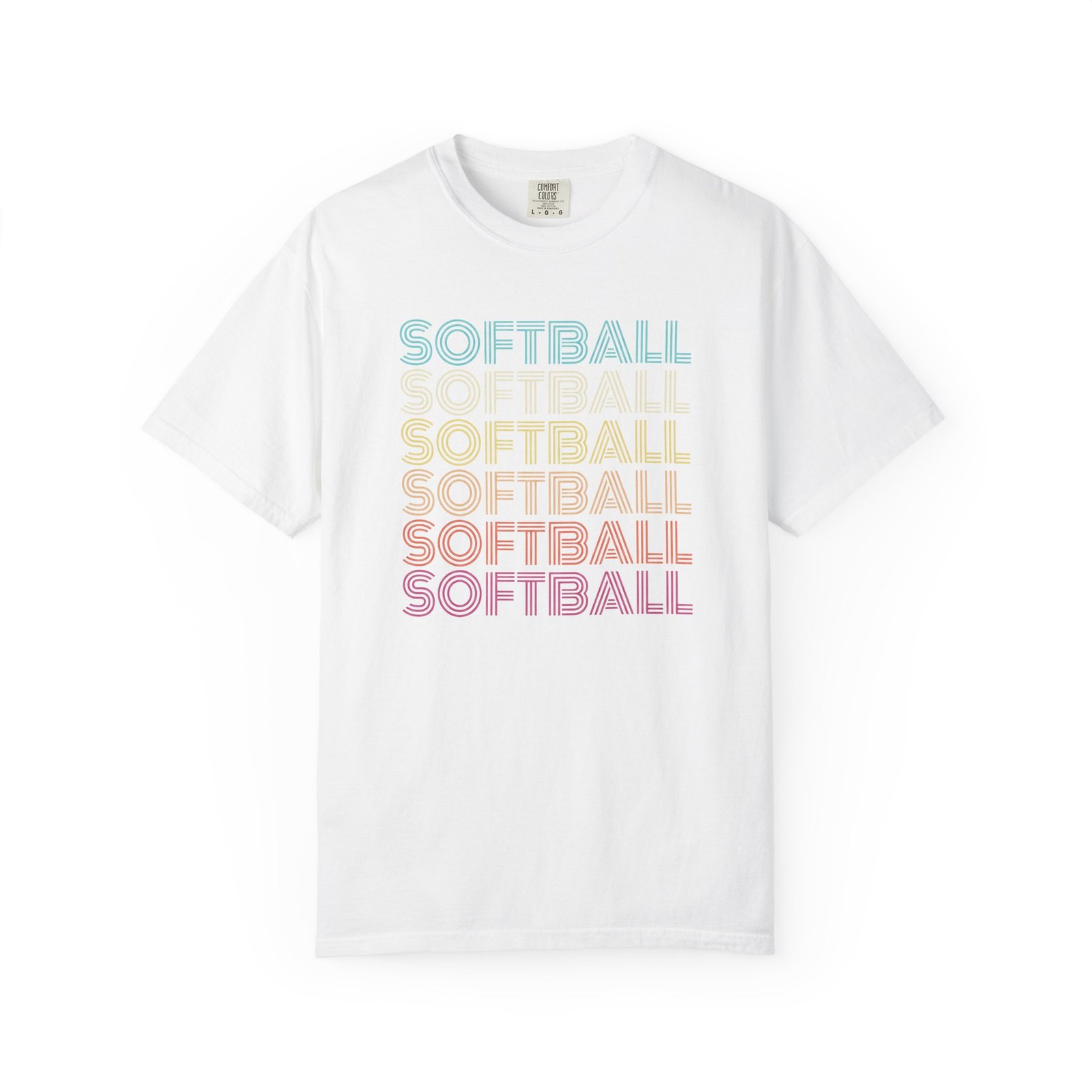 softball retro wave tee — pastel repeating softball graphic on comfort colors 1717 t shirt