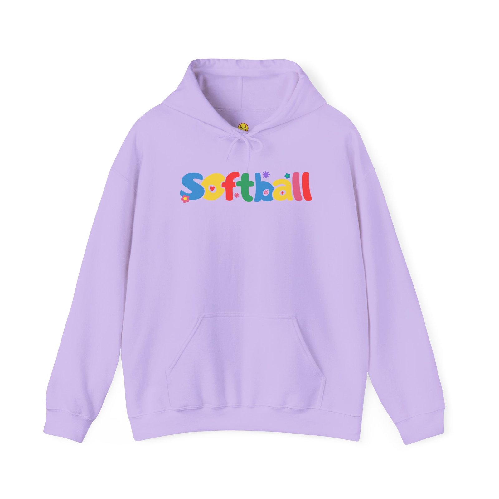 softball colorful hoody — playful retro lettering softball hooded sweatshirt