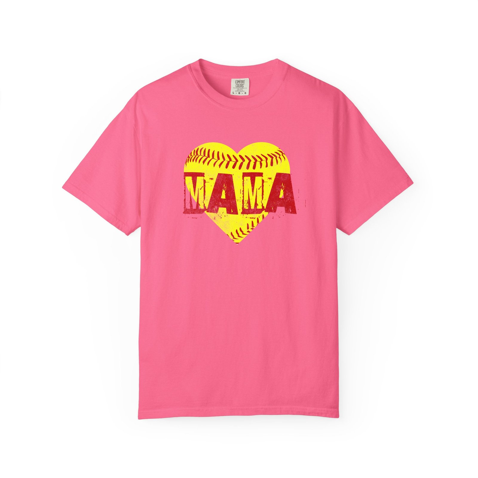 softball heart 'mama' tee — softball mom / mother shirt on comfort colors 1717 t shirt
