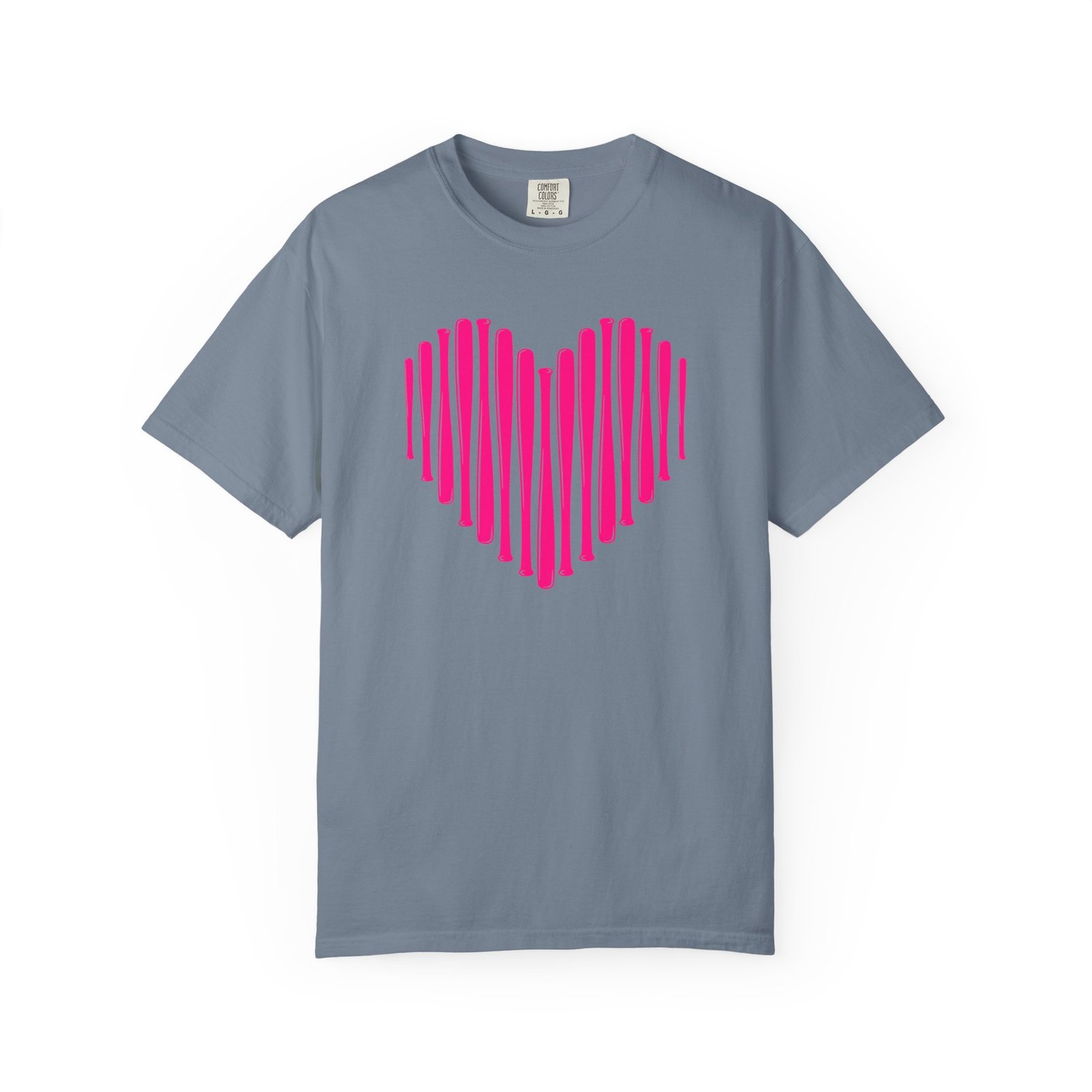 heart bats softball tee pink heart graphic t shirt on comfort colors 1717 shirt
