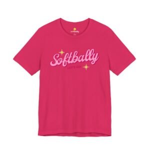 softbally “let’s go!” tee — bubble gum retro softball shirt