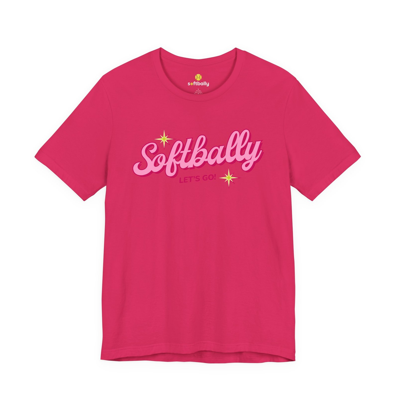 softbally “let’s go!” tee — bubble gum retro softball shirt softbally “let’s go!” tee — bubble gum retro softball shirt