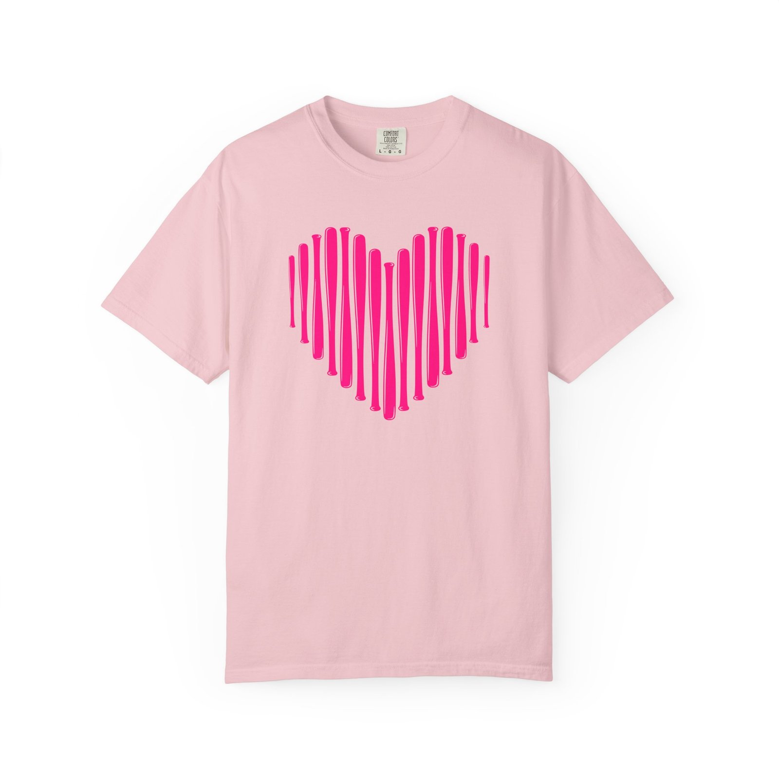 heart bats softball tee pink heart graphic t shirt on comfort colors 1717 shirt