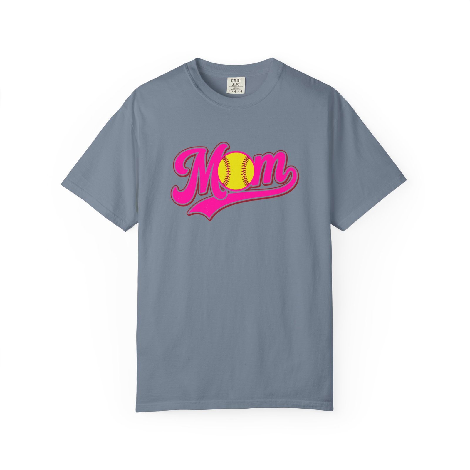 softball mom t shirt pink retro script mom with softball graphic on comfort colors 1717 tee
