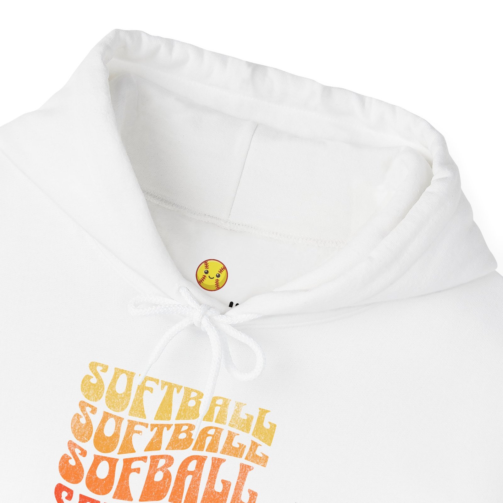 softball retro stack hoodie — vintage sunset gradient softball graphic hooded sweatshirt