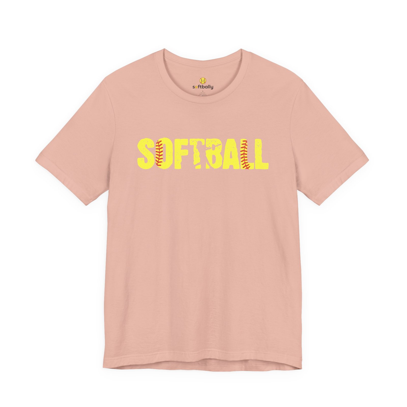 softball graphic tee — yellow stitch lettering in softball yellow tee shirt