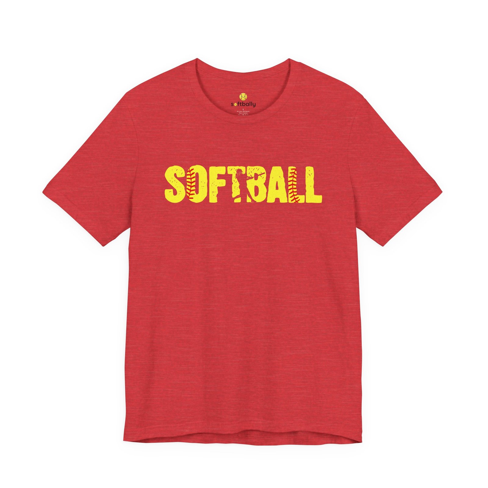 softball graphic tee — yellow stitch lettering in softball yellow tee shirt