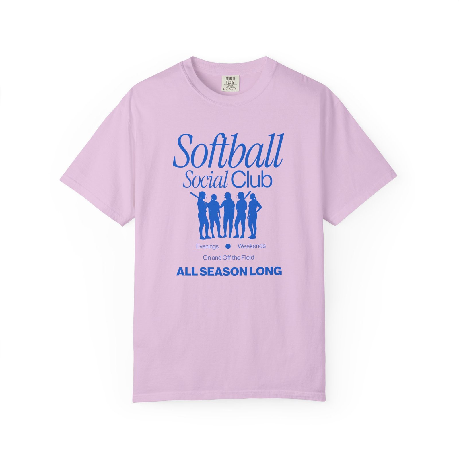 softball social club tee — all season long design on comfort colors 1717 t shirt