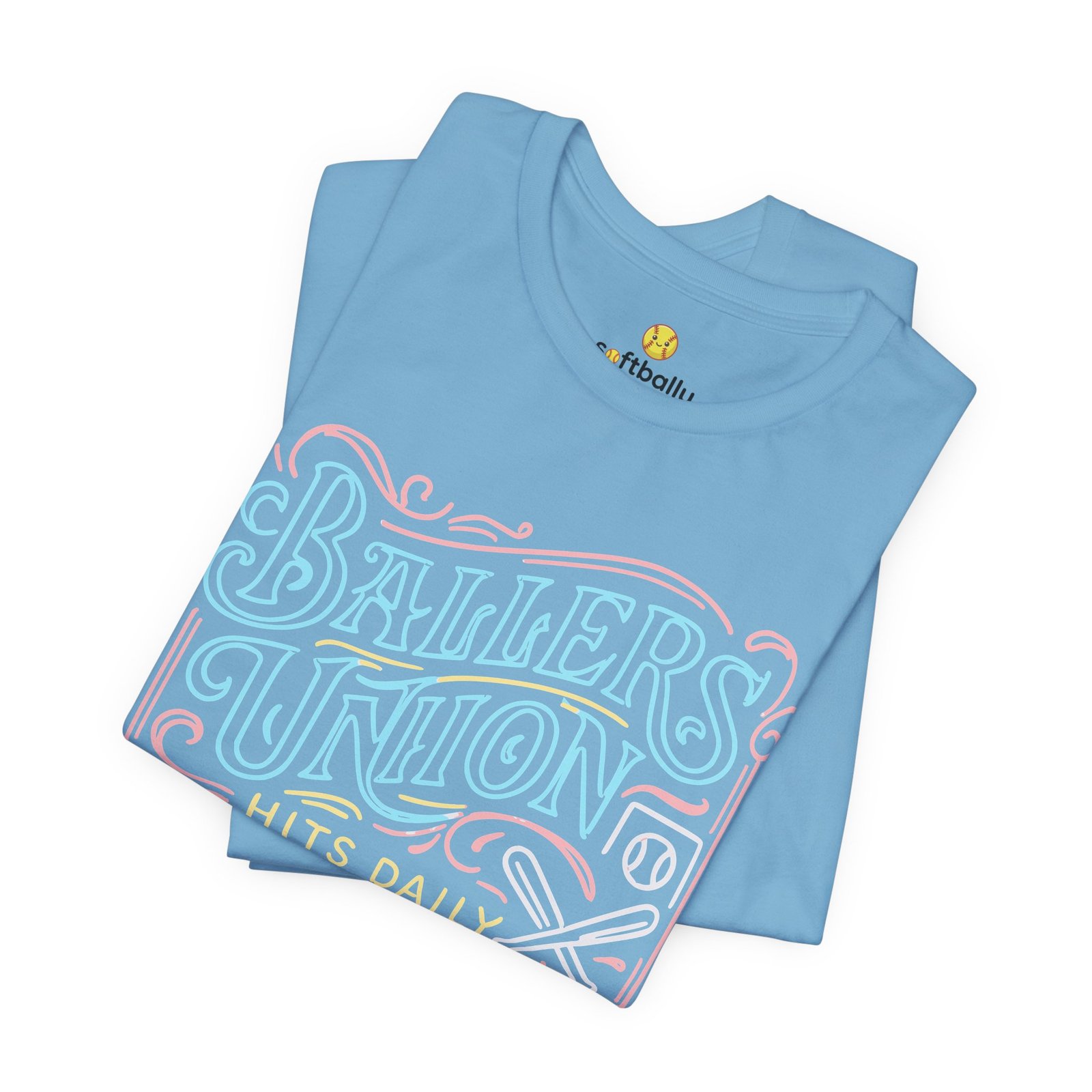 ballers union tee — 'ballers union hits daily' retro neon sign style t‑shirt ballers union tee — 'ballers union hits daily' retro neon sign style t‑shirt