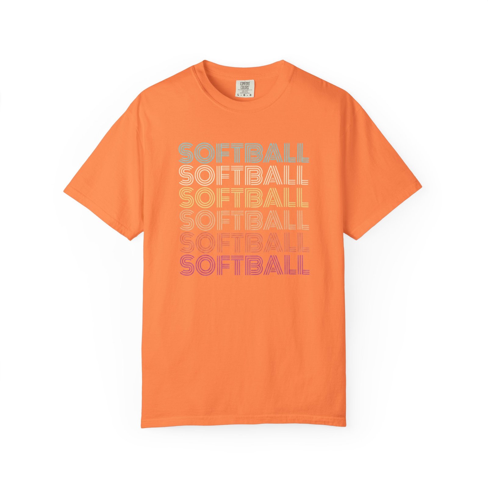 softball retro wave tee — pastel repeating softball graphic on comfort colors 1717 t shirt