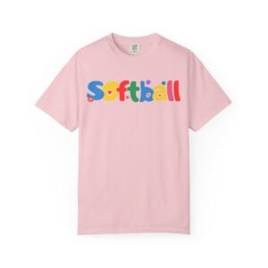 copy of softball colorful kids tee — playful retro lettering softball design on comfort colors 1717 t shirt