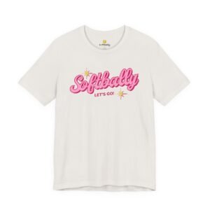 softbally “let’s go!” tee — bubble gum retro softball shirt