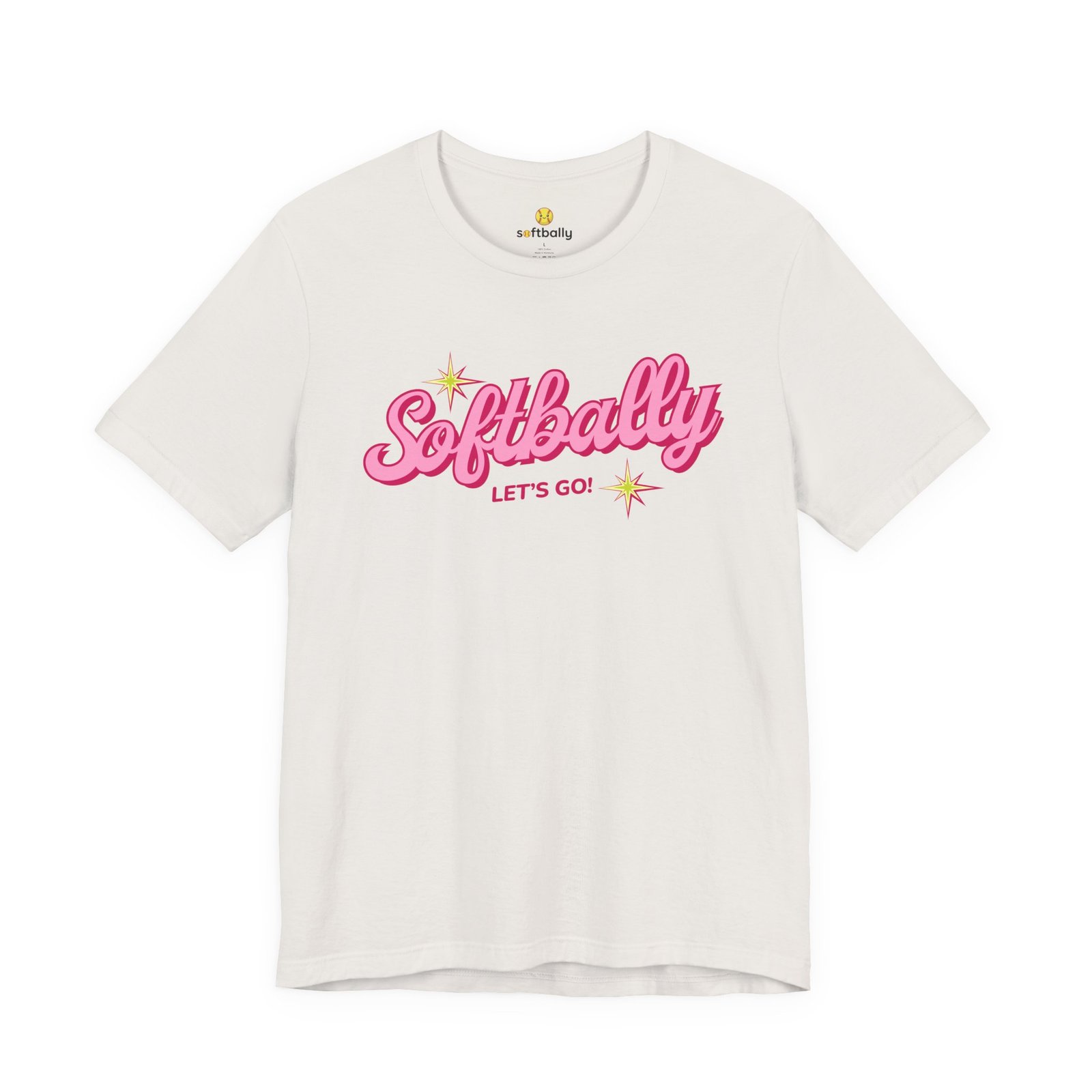 softbally “let’s go!” tee — bubble gum retro softball shirt softbally “let’s go!” tee — bubble gum retro softball shirt
