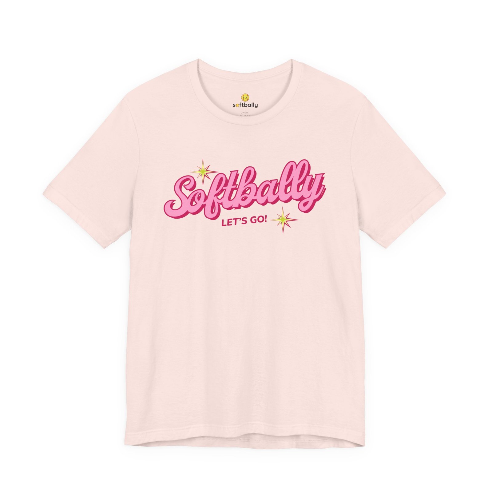 softbally “let’s go!” tee — bubble gum retro softball shirt softbally “let’s go!” tee — bubble gum retro softball shirt