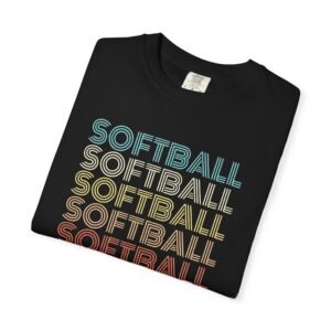 softball retro wave tee — pastel repeating softball graphic on comfort colors 1717 t shirt