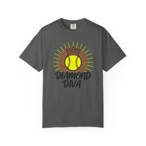 diamond diva softball tee — graphic shirt for players & fans on a comfort colors 1717 t shirt
