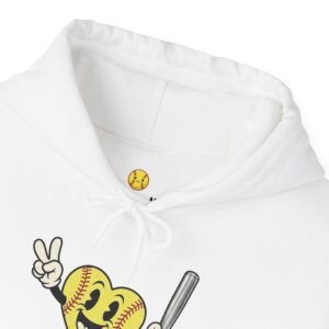 softball heart figure hoodie – cute retro softball love hooded sweatshirt