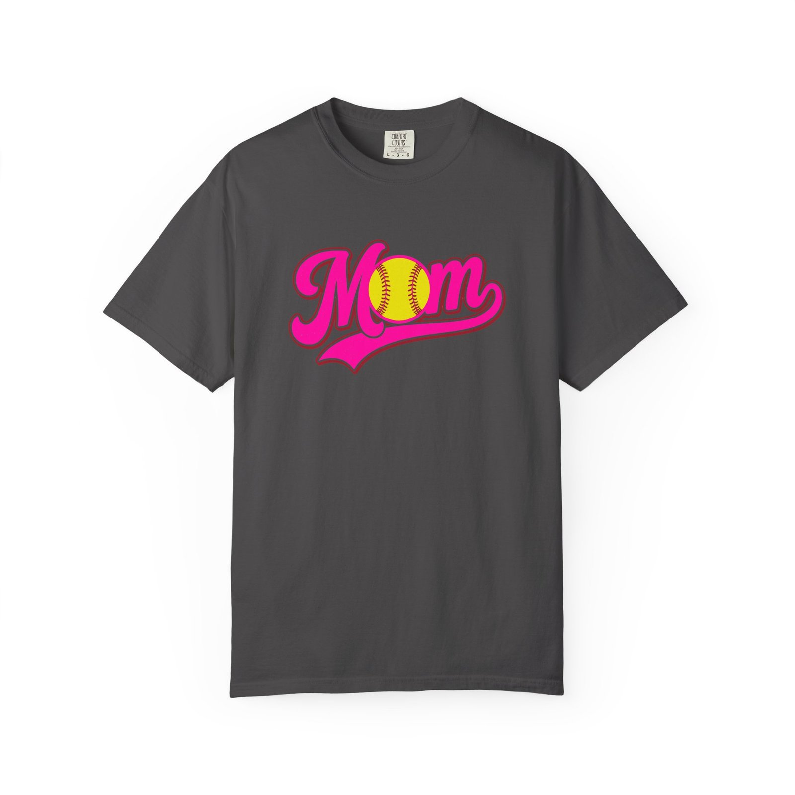 softball mom t shirt pink retro script mom with softball graphic on comfort colors 1717 tee