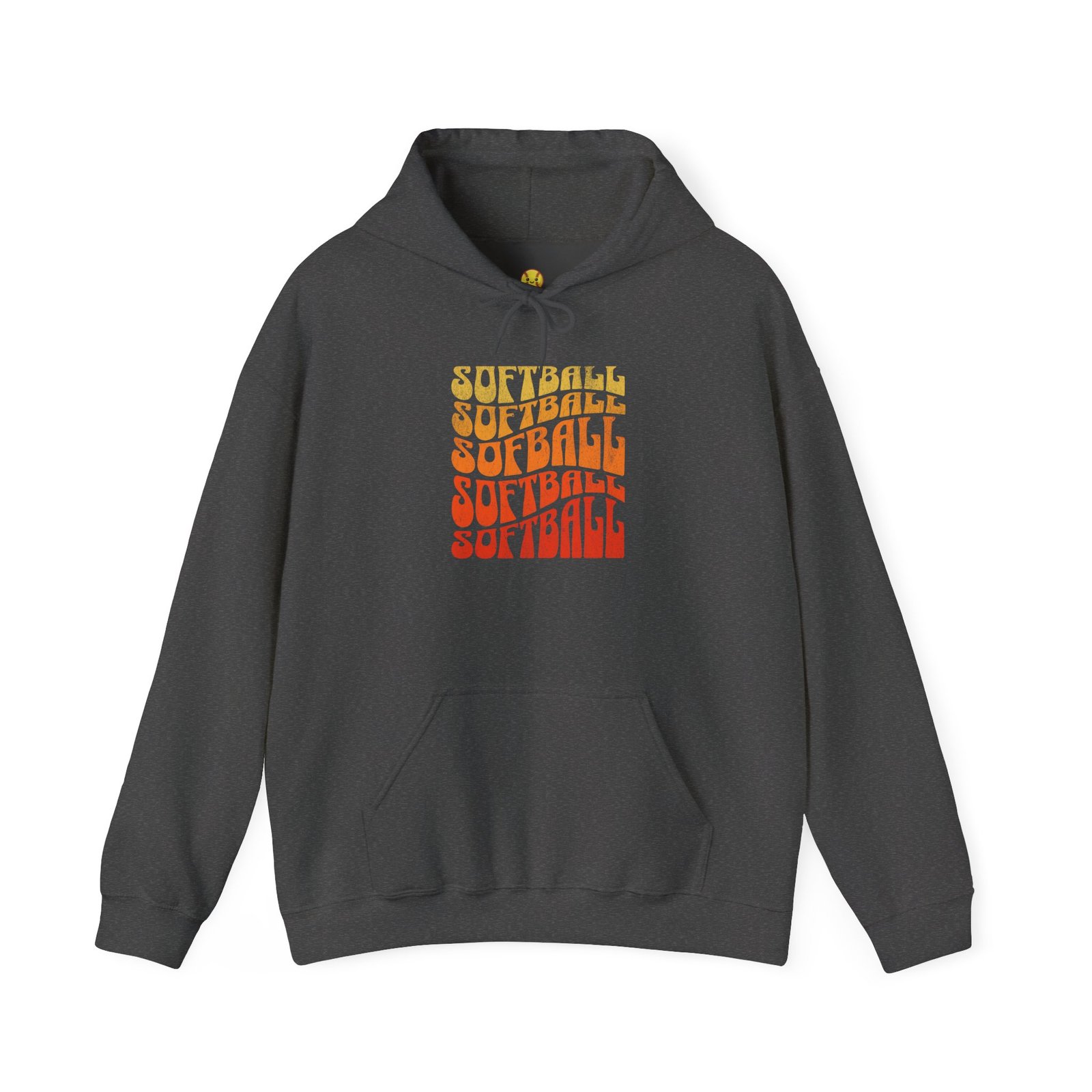 softball retro stack hoodie — vintage sunset gradient softball graphic hooded sweatshirt