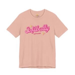 softbally “let’s go!” tee — bubble gum retro softball shirt