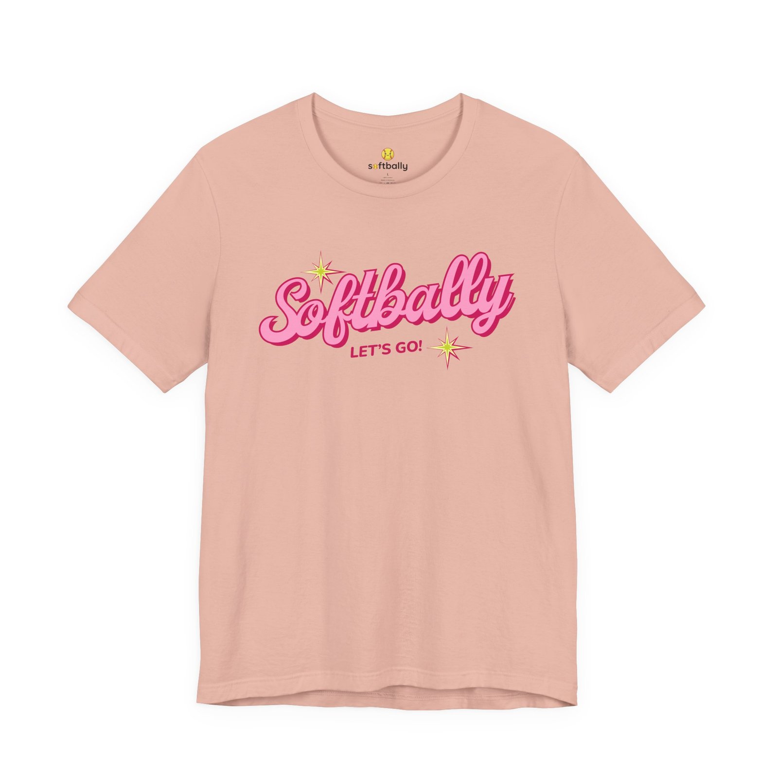 softbally “let’s go!” tee — bubble gum retro softball shirt softbally “let’s go!” tee — bubble gum retro softball shirt