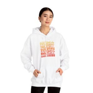 softball retro stack hoodie — vintage sunset gradient softball graphic hooded sweatshirt