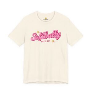 softbally “let’s go!” tee — bubble gum retro softball shirt