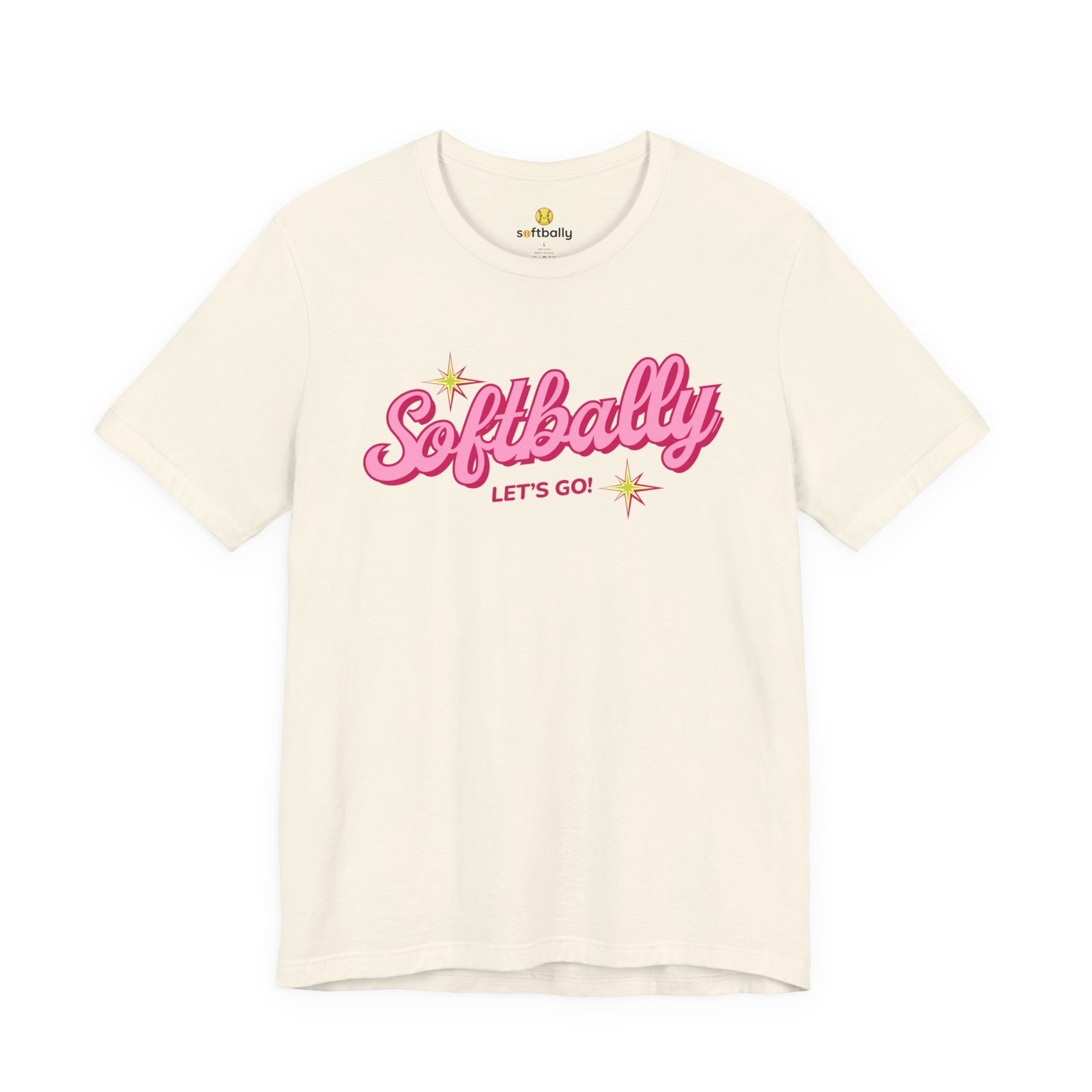 softbally “let’s go!” tee — bubble gum retro softball shirt softbally “let’s go!” tee — bubble gum retro softball shirt