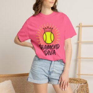 diamond diva softball tee — graphic shirt for players & fans on a comfort colors 1717 t shirt