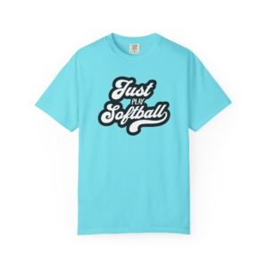 just play softball retro script t‑shirt on comfort colors 1717 tee