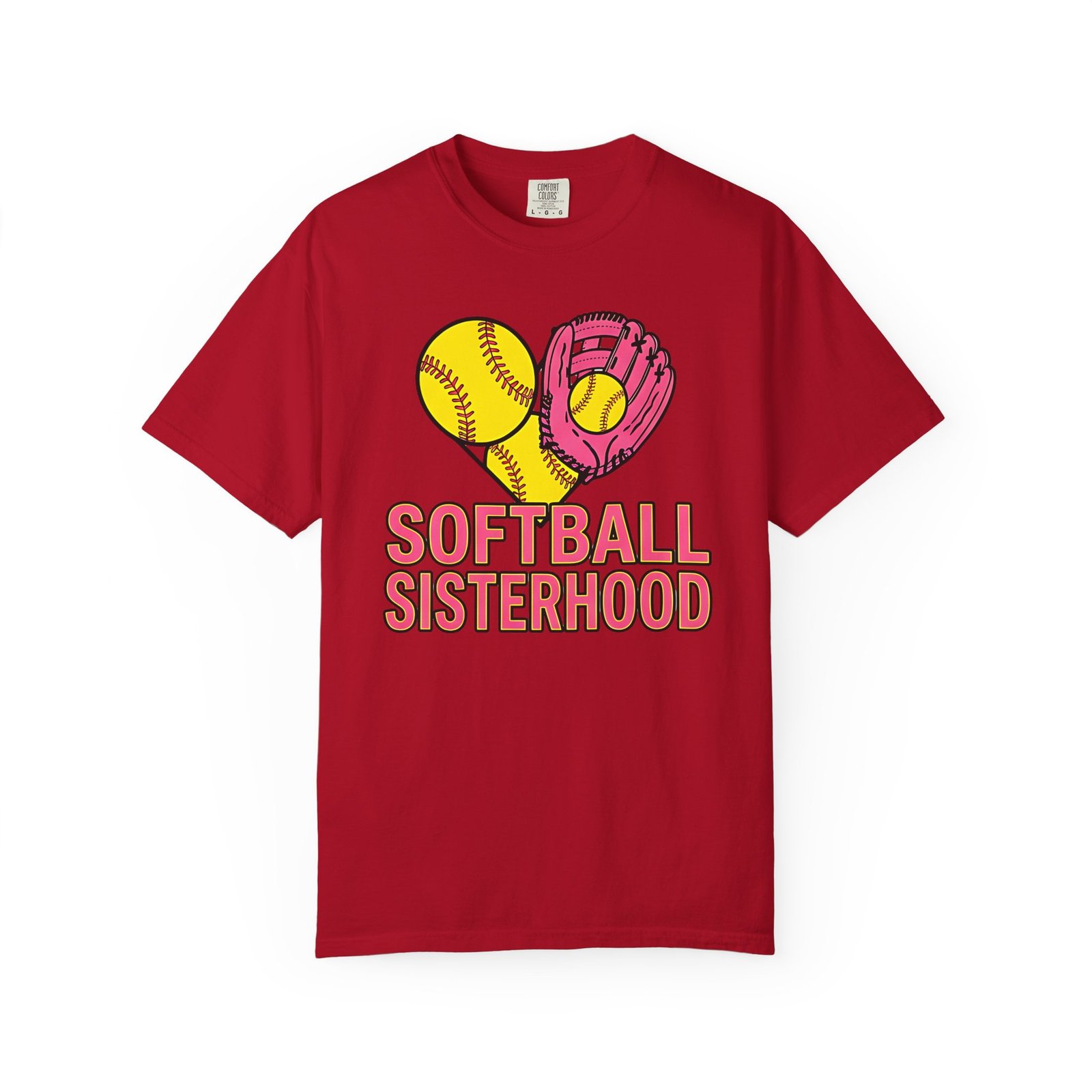 softball sisterhood tee — women’s softball graphic on comfort colors 1717 t shirt