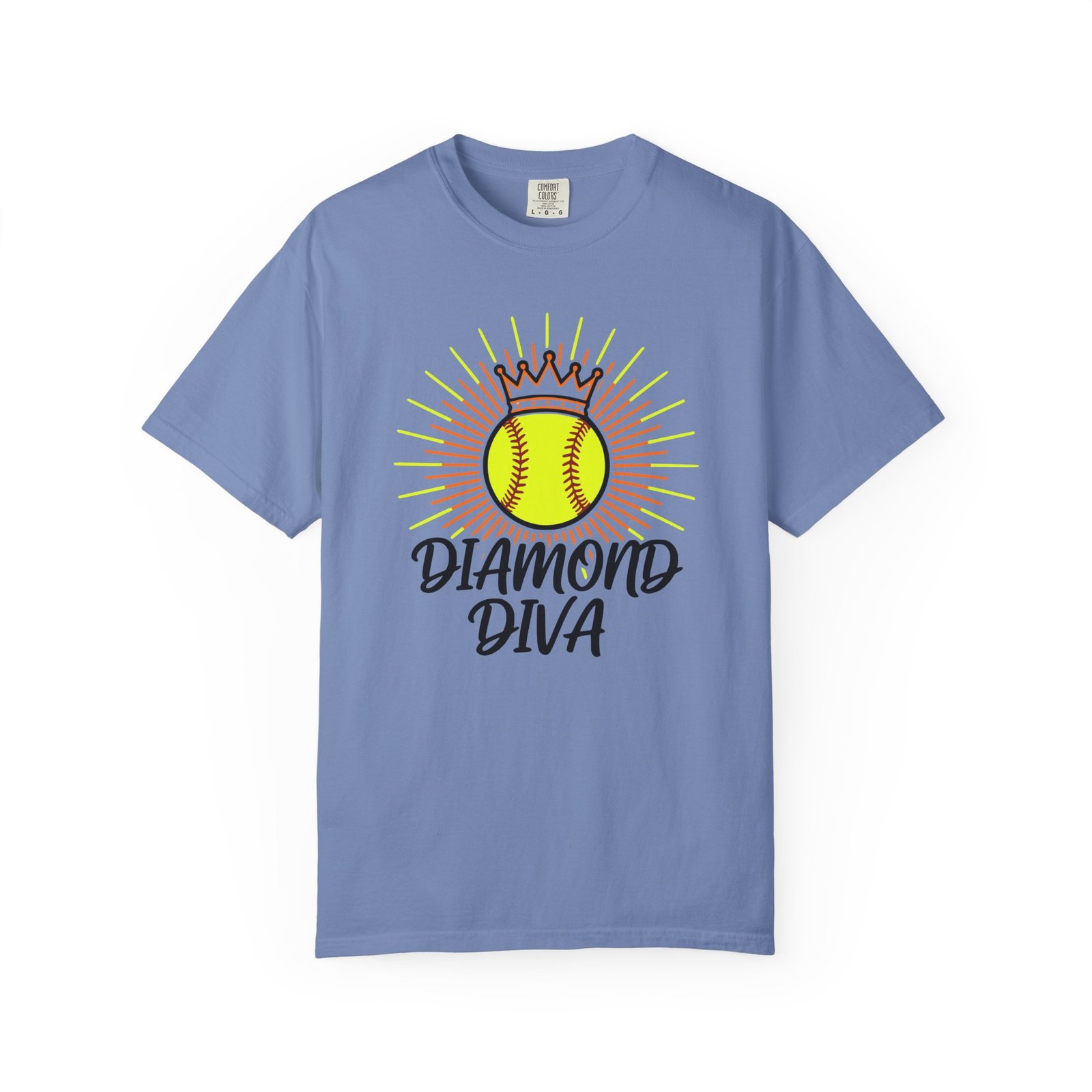 diamond diva softball tee — graphic shirt for players & fans on a comfort colors 1717 t shirt