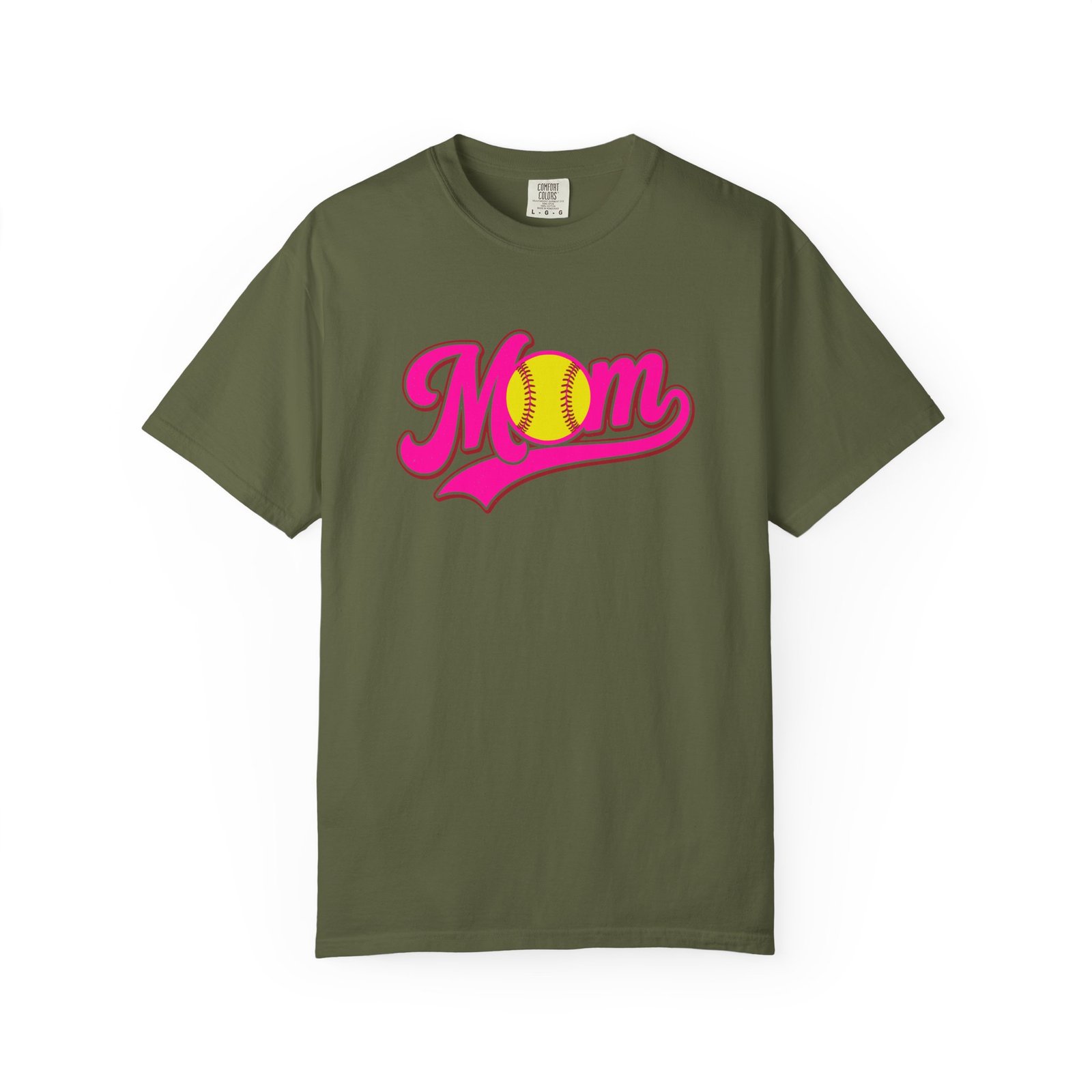 softball mom t shirt pink retro script mom with softball graphic on comfort colors 1717 tee
