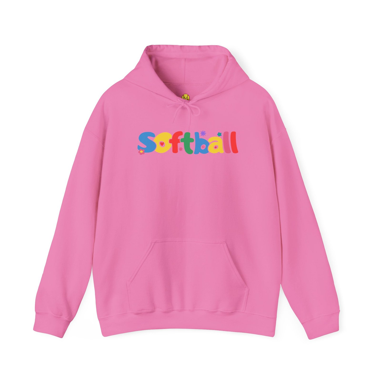 softball colorful hoody — playful retro lettering softball hooded sweatshirt