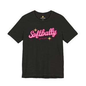 softbally “let’s go!” tee — bubble gum retro softball shirt