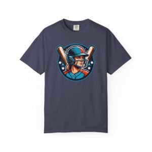 softball player graphic shirt — retro batter softball t‑shirt on comfort colors 1717 tee